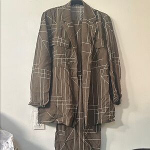 Zara Brown and White Patterned Blazer